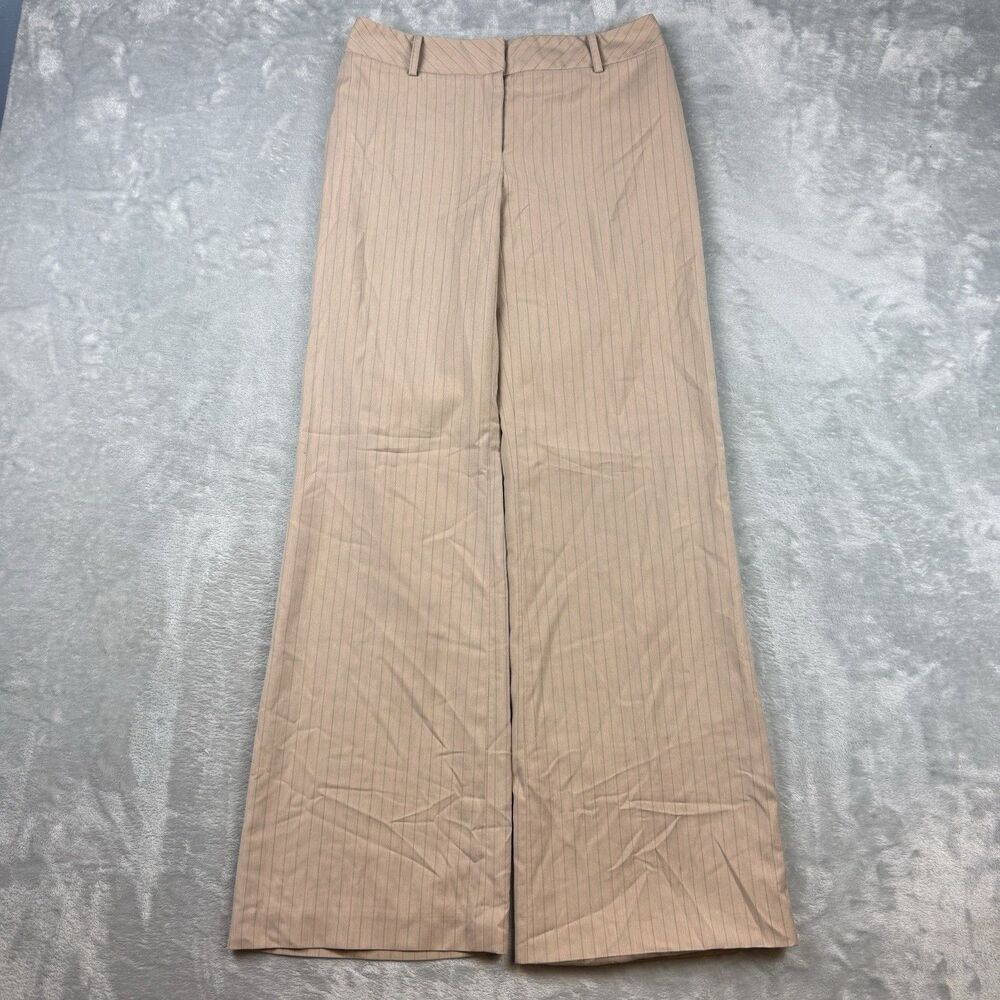 Apostrophe Stretch Women’s Pinstripe Wide Leg Pants Beige 2 Office Siren
